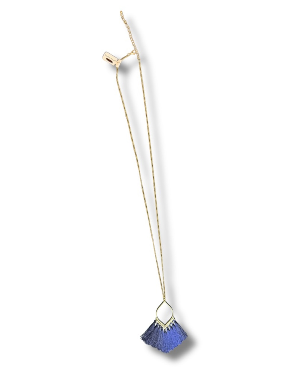Gold Chain Necklace with Blue Tassel Pendant